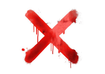 red x with dripping paint on white background.