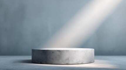 minimalist 3d illustration of empty podium with ambient lighting softly illuminating its surface