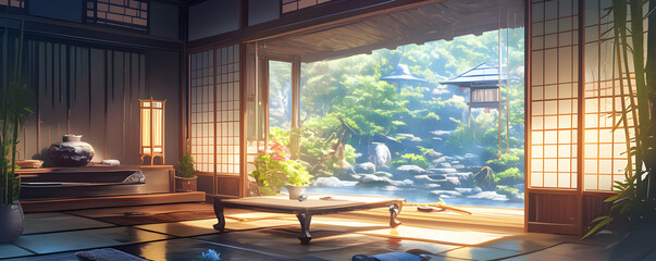 Serene Japanese Room Illustration