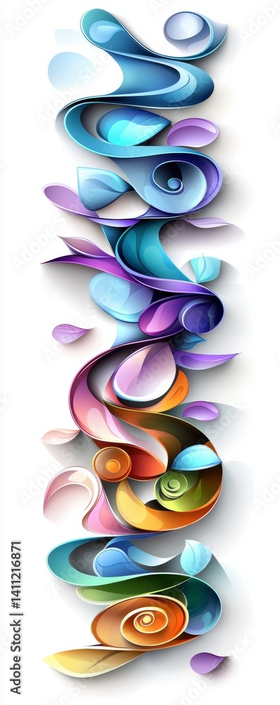 Poster artistic swirls and curves in colorful design abstract gallery digital artwork creative environment 