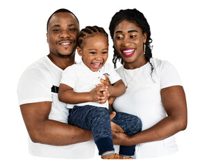 Png happy African family sticker, transparent background