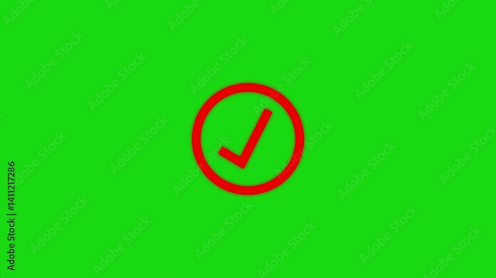 Poster simple line green check mark icon animations on a black background. success, correct or selection ic