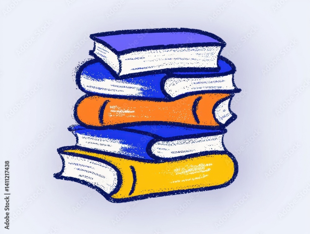 Aufkleber a colorful stack of books, showcasing various shades and sizes, symbolizing knowledge and learning.