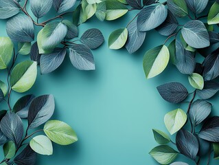 Botanical serenity: A harmonious arrangement of foliage against a cool backdrop