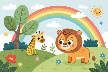 Fototapeta premium Cartoon animal - illustration for the children. Beautiful and colorful illustration of an animal for children\