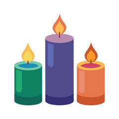 three candles isolated on white background