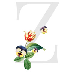 Flower decorated capital letter Z typography