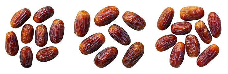 dates, dried fruits on white background, healthy food.
