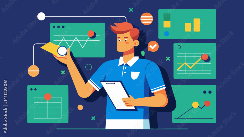 Aufkleber a tennis coach studies previous match footage and statistical data to identify weaknesses in their o