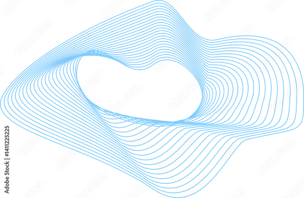 Poster abstract curved wave element set