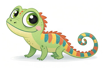 Vector illustration cute lizard cartoon isolated on white background