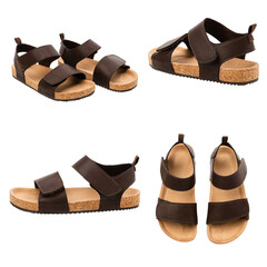 Png flip-flops brown mockup summer footwear fashion collection