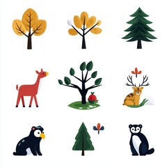 Colorful Forest Life Illustration