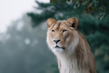 Obraz premium capture intense gaze of majestic animal encapsulating raw emotion ensure background offers ample copy space