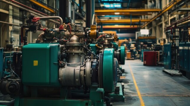 Rows of industrial machines sit in a factory setting