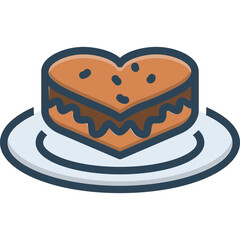 Vector color illustration icon for Heart shape cake