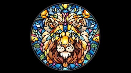 Stained Glass Lion Design
