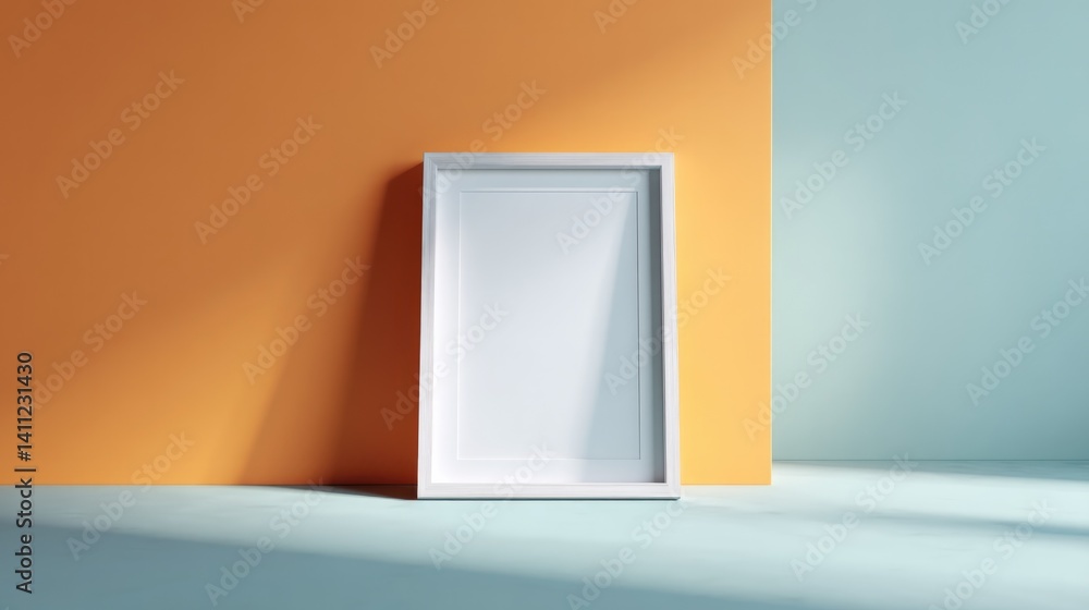 Poster empty frame on vibrant color background