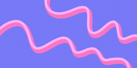 Fototapeta premium Aesthetic background with cute pink and purple ribbon waves