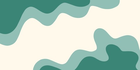 Minimalist abstract background of green and beige waves