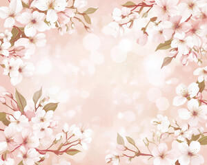 Obraz premium Delicate cherry blossom border in soft pinks and whites, creating a calming effect