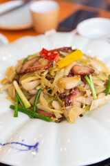 Sauerkraut and shallot stir-fried with char siu