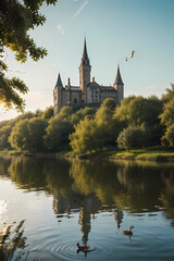 Fototapeta premium castle on the lake