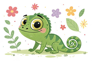 Illustration of cute lizard cartoon
