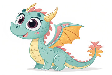 Obraz premium Vector illustration of cute dragon cartoon isolated on white background