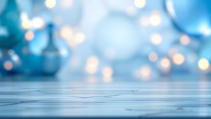 Elegant blue themed background with balloons and bokeh lights for product display