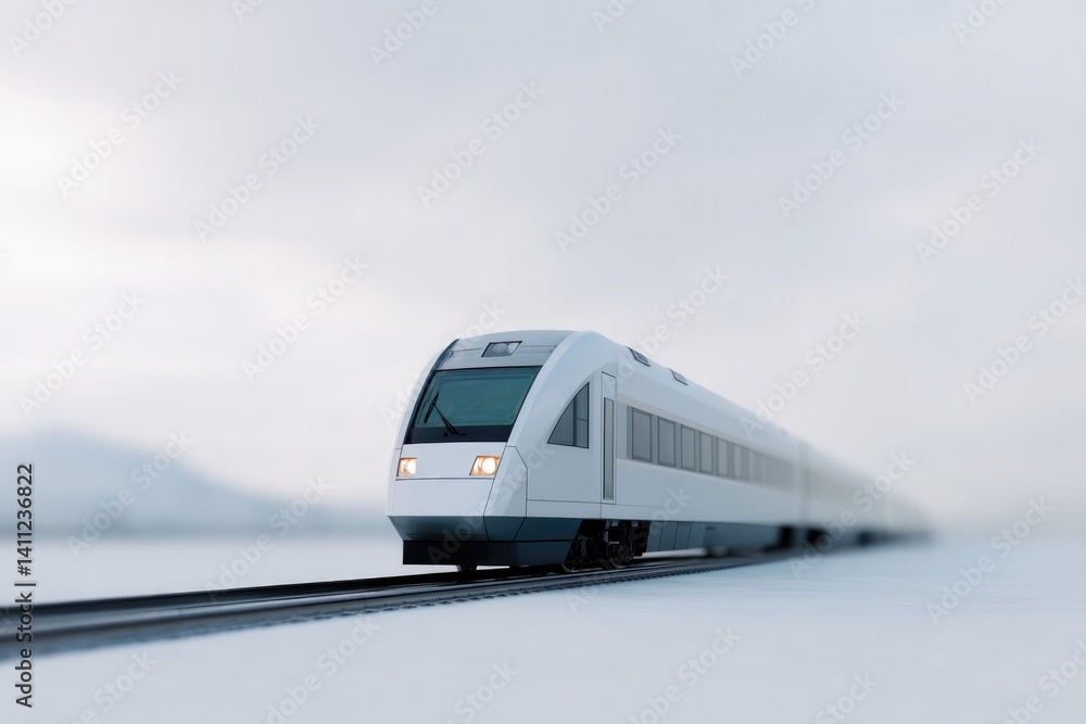 Poster minimalistic image of futuristic train design with ample copy space in frame
