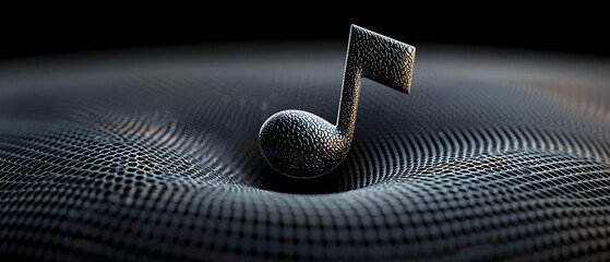 Abstract Music Note on Wavy Surface