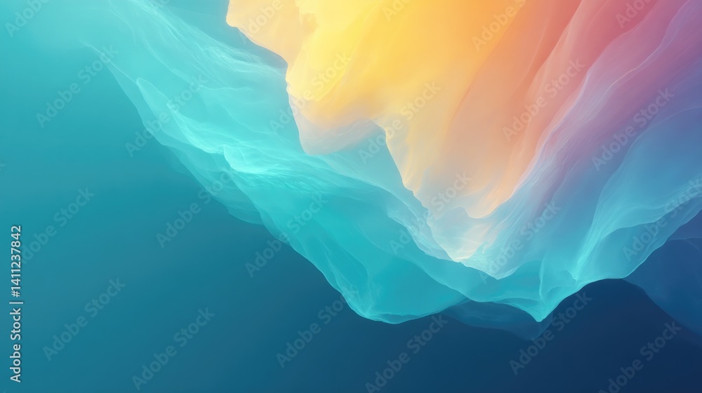 Poster vibrant liquid patterns subtly merge and create intricate maze of colors