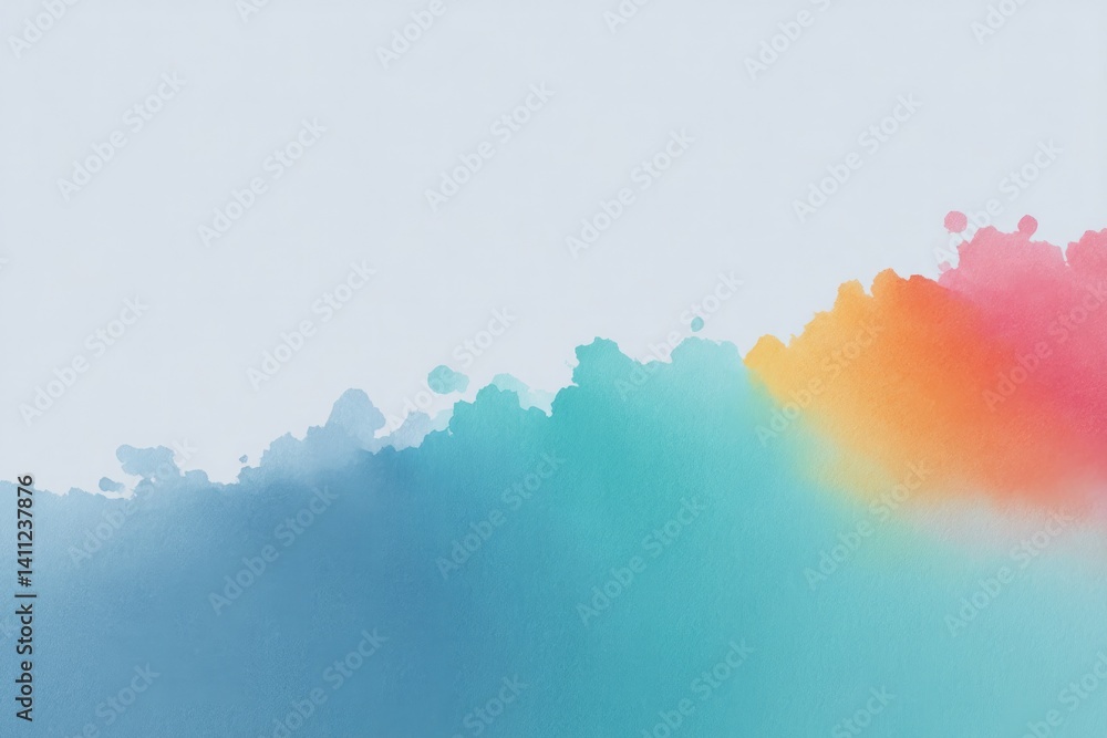 Poster vibrant multicolored splashes on white canvas presenting minimalistic aesthetic with ample copy spac