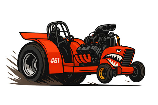 Comic-Traktor mit Monster-Design beim Traktorpulling
