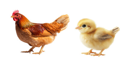 Fototapeta premium Chicken and chick together showcasing farm life, PNG, created with Generative AI
