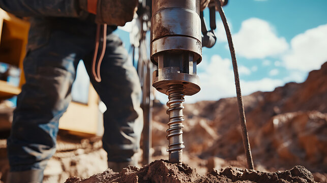 Drill operator adjusting machinery for core sample extraction. Featuring expertise and technology