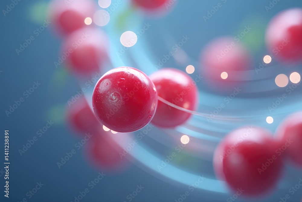Poster clean and creative rendering of radishes forming spiral staircase surrounded by abstract glowing ele