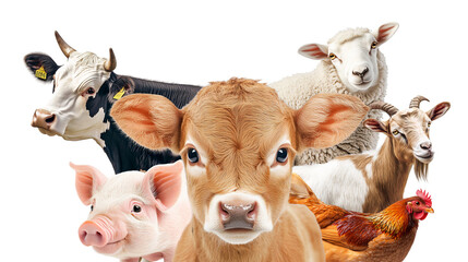Farm Animals White Background PNG
