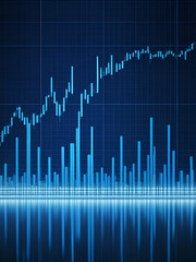 stock chart wit blue bars reflecting market trends on grid background