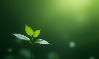 A fresh green shoot in front of a blur background.