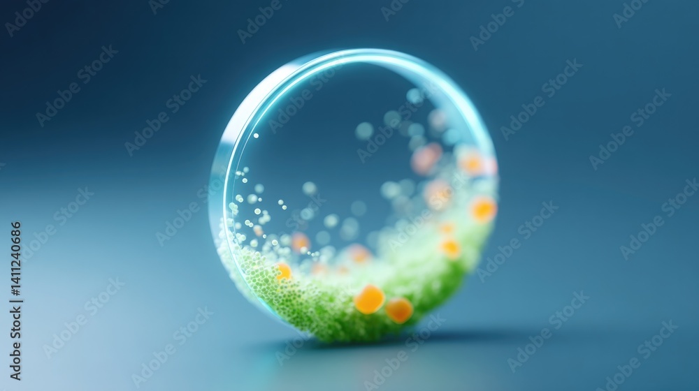 Poster futuristic glowing ring composed of floating food particles forming complete and balanced meal displ