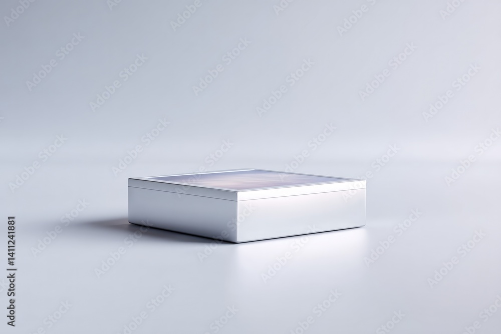 Aufkleber showcase sleek 3d model of high-tech gadget positioned centrally against plain background with ample