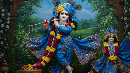A professional photograph of lord krishna with perfect lighting, composition, and technical executio- 23