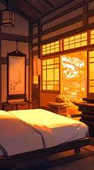 Sunrise Bedroom Illustration