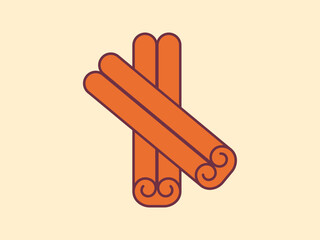 Cinnamons icon. Autumn icon and symbol. Autumn elements. Simple flat vector icon.