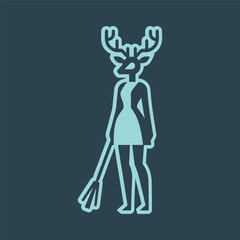 deer face icon vector, women deer, man deer vector illustration