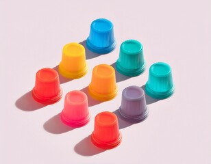 Generation Alpha food menu: a charming isometric of colorful Rainbow Jelly Cup icons on a white background.