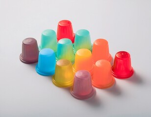 Generation Alpha food menu: a charming isometric of colorful Rainbow Jelly Cup icons on a white background.