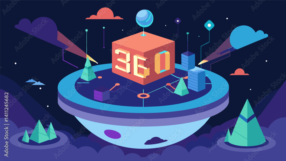 Poster a visually stunning 360degree projection mapping show featuring key market trends and projections fo
